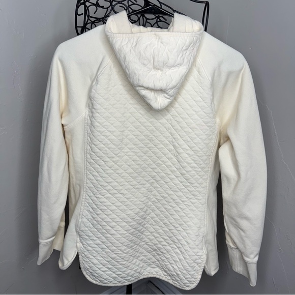 L.L. Bean Quilted Full-Zip Hoodie Lightweight Jacket Cream Mock Neck - Picture 7 of 11
